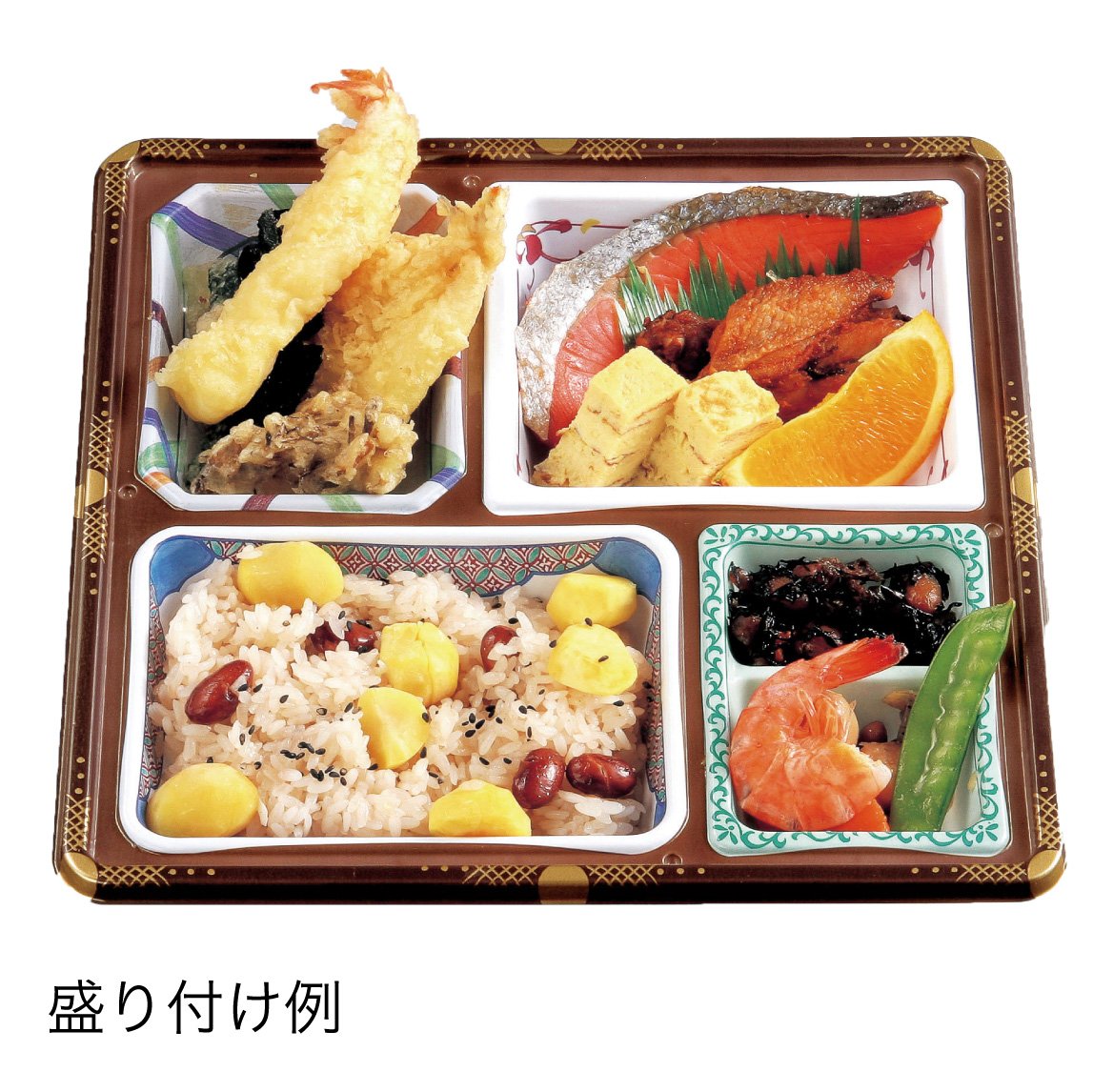 【仕出し弁当】ワンウェイ　会席膳金箔柄シリーズ 本体＋蓋セット（本体４種）