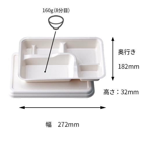 【環境配慮型 パルプモールド容器】セパレートシリーズ 紙製弁当容器　幅168mm～272mm